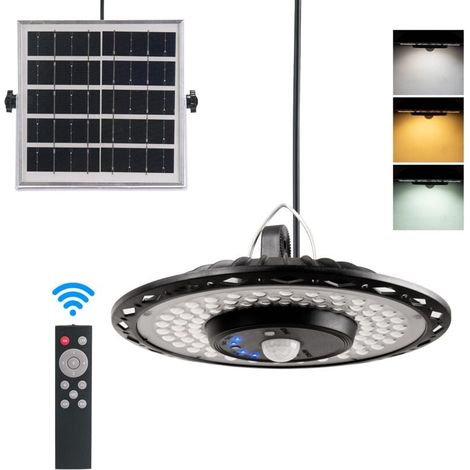 180 LEDs Solar Pendelleuchte Wand Garage Licht Bewegungsmelder Outdoor Wasserdicht Hängeleuchten mit Fernbedienung, 1 STÜCK (1/4)