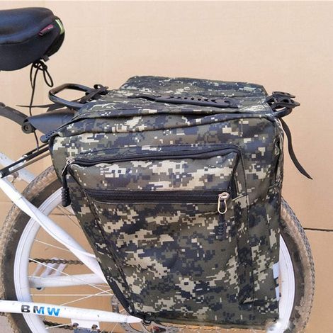 Sac de Rangement Camouflage résistant à l'eau pour Coffre de vélo, Sacoche arrière avec Bande réfléchissante et Poches Multiples pour vélo (1/5)