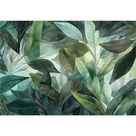 Papier peint panoramique feuilles nature jungle intissé 200x140 cm mural salon chambre déco murale (1/5)