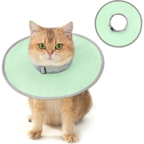 Collerette pour Chat Anti-Léchage, Collerette de Confort pour Chaton Anti-Grattage Tête, Ajustable et Pliable, Collier Élisabéthain Souple de Récupération pour Chat et Petit Chien -Vert(S)