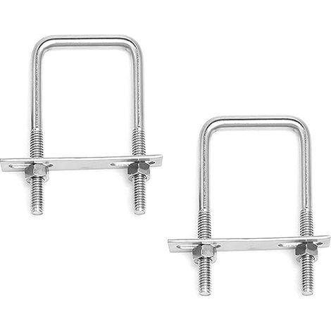 2 Pièces Acier Inoxydable Boulons En U M10 x 80 mm x 150 mm Boulon Carré en U Avec Écrous et Plaque De Cadre Boulons de Serrage Fixation pour Fixation Tuyaus (1/5)