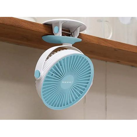 Beper P206VEN420 – Mini Ventilatore con Clip, Portatile, USB e Ricaricabile, 3 Velocità, Inclinabile, Luce LED, Salvaspazio, Silenzioso, Mini Clip Fan (1/5)