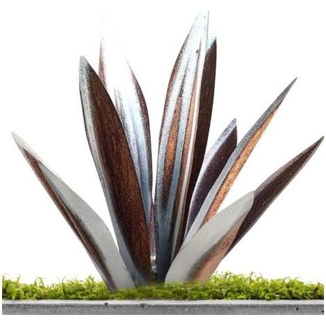 Sculpture Rustique De Tequila - Art Décoration Statue Déco À La Maison, Figurines De Jardin,Ornements De Pelouse, Piquets De Jardin, Plantes D'agave En Métal Pour Cour Extérieure,27cm Argent