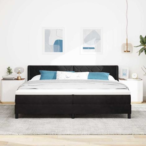 Cama tipo Box Spring con cabecera Negro 200 x 200 cm Terciopelo (1/5)