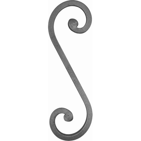 Volute en S à noyau - Hauteur 400mm Largeur 125mm en carré de 16mm - Fer forgé - À souder - DECO FER FORGE