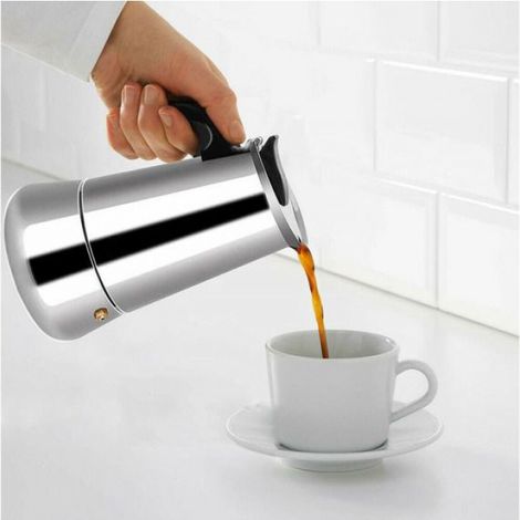 Cafetière à percolateur 450 ml en acier inoxydable pour moka, expresso, latte (1/4)