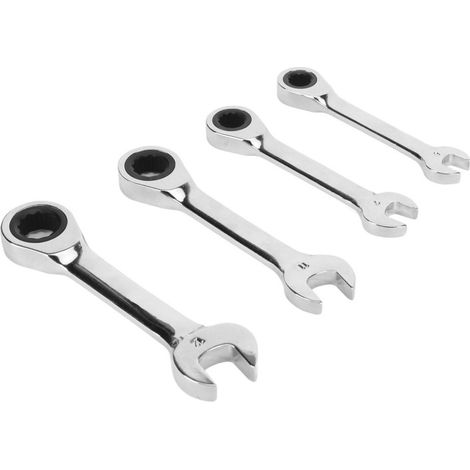 Juego de 4 llaves de carraca profesionales de 72 dientes (8-12 mm) para reparación.