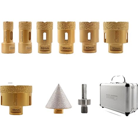 Diamantbohrer, 8-teiliger Satz, Aluminiumkoffer, 8Stück, M14 Gewinde (1/2)