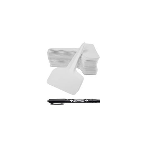 100 pièces Etiquettes Plantes, Etiquette Semis, 6 x 10 cm Type T Plastique Etiquette Potager avec Stylo étanche Etiquetage Réutilisable(Blanc 100pcs) (1/5)