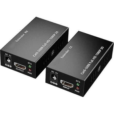 Extendeur HDMI 1080p compatible avec un seul câble RJ45 Cat5e/6, extension Ethernet 60 m, transmission vidéo, prise UE (1/5)