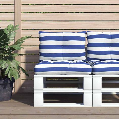 Coussins de palette lot de 2 rayures bleues/blanches (1/5)