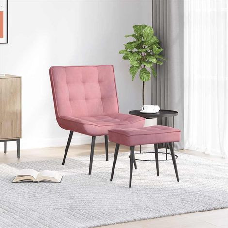 Relaxsessel mit Hocker Rosa Samt