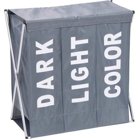 CESTA PORTA BIANCHERIA PIEGHEVOLE ONE A 3 SCOMPARTI 64X32XH62 CM GRIGIO SCURO (1/2)