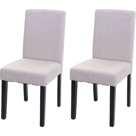 [NON UTILIZZATO] Set 2x sedie Littau tessuto soggiorno cucina sala da pranzo 43x56x90cm avorio beige piedi scuri