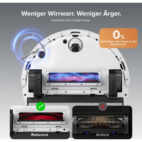 Roborock Q10 S5+ Saugroboter mit Wischfunktion, 10.000 Pa HyperForce Saugkraft, Dual Anti-Tangle System, Auto Lifting Mopping, Ideal für Tierhaare, Teppiche, Hartböden Weiß
