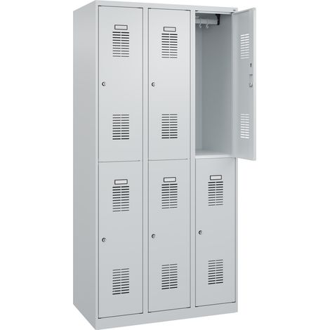 C+P Doppelstöckiger Spind Basis PLUS, 6 Fächer, 1850x900x500mm, 7035/7035 (1/5)