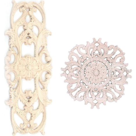 Lot de 2 appliques décoratives en bois d'hévéa sculpté, style rétro, pour meubles et artisanat, 22,5 x 8 cm et 15 cm, type A (1/5)