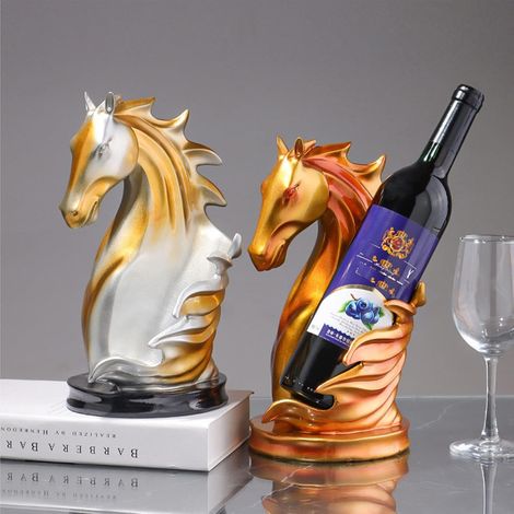 Casier à vin décoratif en résine pour comptoir cheval