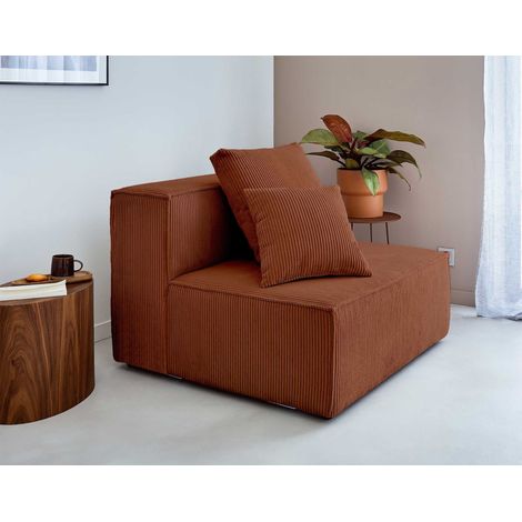 Colombine - module d'assise sans accoudoirs - en velours côtelé - terracotta (1/5)