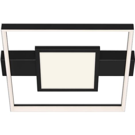 Plafonnier LED, plafonnier à gradation, éclairage central inclus, avec fonction mémoire, 38 Watt, 3 400 Lumen, 3 000 Kelvin, noir, 435 x 400 x 66 mm (L x L x H) 3028-015 (1/5)