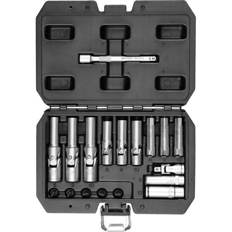 YATO Glühkerzenschlüssel Set 18‑tlg CrV Werkzeug‑Satz mit Gelenk 1/4" & 3/8" Glühkerzen Montage & Demontage Auto KFZ Werkstatt (1/5)