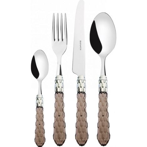 Set de couverts 24 pièces en acier inoxydable 18/10 – Finition chromée et transparente – Pour décoration de table élégante – Bugatti