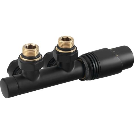 Bruckner Wicher - Conjunto termostático de válvulas de conexión centra, negro mate 600.311.6