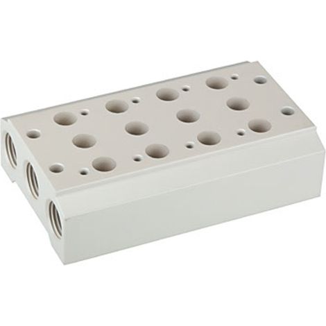 Riegler Mehrfach-Grundplatte für 5/2-5/3-Wegeventile, 4 Pos., M5, G 1/8 (1/2)