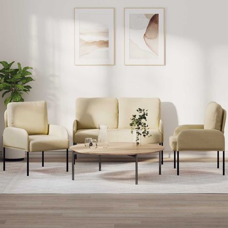 Sofagarnituren 3 pcs Creme 115 x 56 x 80 cm Sperrholz