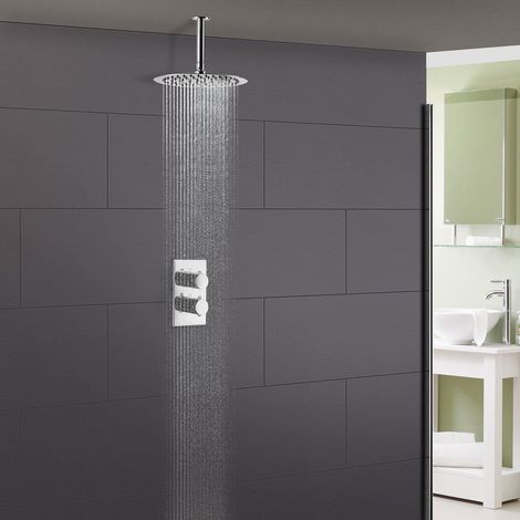 Lily Round Ceiling Waterfall Shower Head with Concealed Thermostatic Control (1/5)
