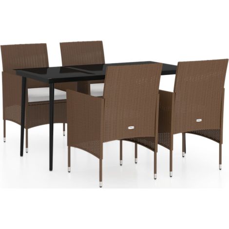 Cuscini per mobili da giardino per sala da pranzo 5 pezzi marrone/nero 020014618