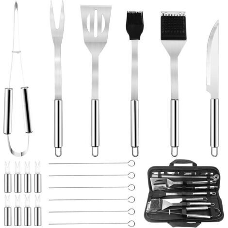 15 Pièces Accessoires Barbecue, Ustensiles Barbecue, Kit BBQ, Set Barbecue Plancha, Outils Barbecue, Panoplie Barbecue, Mallette de Barbecue, pour Camping d’Extérieur et Pique-Nique (1/4)