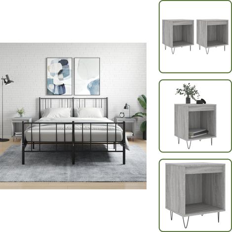 Nachttische 2 Stk. Grau Sonoma 40x35x50 cm Holzwerkstoff - Nachttisch - Beistelltisch - Wohnzimmermöbel - Grau - Holzmöbel (1/5)