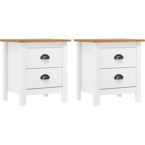 vidaXL Table de chevet Hill Blanc 46x35x49,5 cm Bois de pin solide