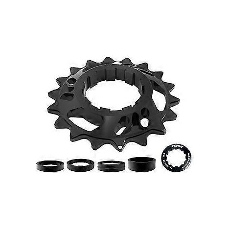 Umbausatz für Singlespeed-Rennräder mit 18-Zahn-Kassette und Freilaufkette, schwarz