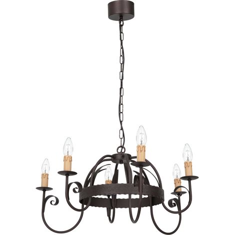 Lustre industriel cuivre rouille 6xE14 15W style loft Ren Luminex (1/2)
