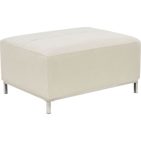 Pouf Ottoman en Tissu Beige et Acier Inox avec Rembourrage en Mousse Oslo (1/5)
