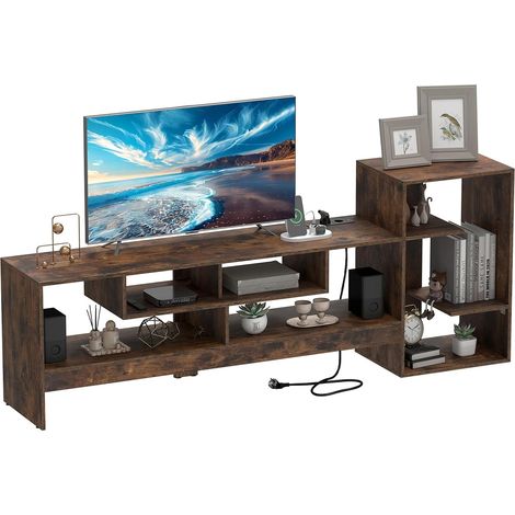 COSTWAY Meuble TV Cubique pour Télévision jusqu'à 55", Marron Rustique (1/5)