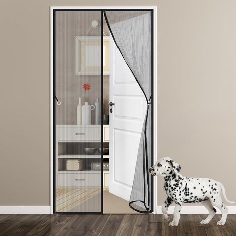 Mosquitera magnética para puerta de 90 x 220 cm, fácil de instalar, con cierre automático, para puertas de balcón y puertas correderas. Color negro. (1/5)