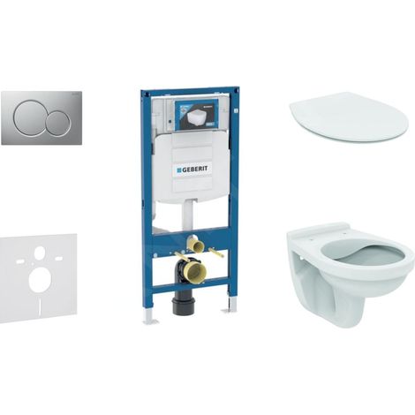 Geberit Duofix - Set d'installation pré-murale, cuvette Alpha avec abattant, plaque de déclenchement Sigma01, chrome mat 111.300.00.5 ND3