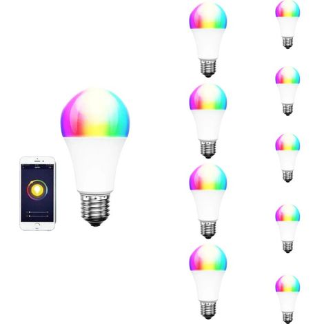 Pack de 10 - Ampoule LED Connectée Wifi E27 8.5W RGBW A60 - SILUMEN (1/5)