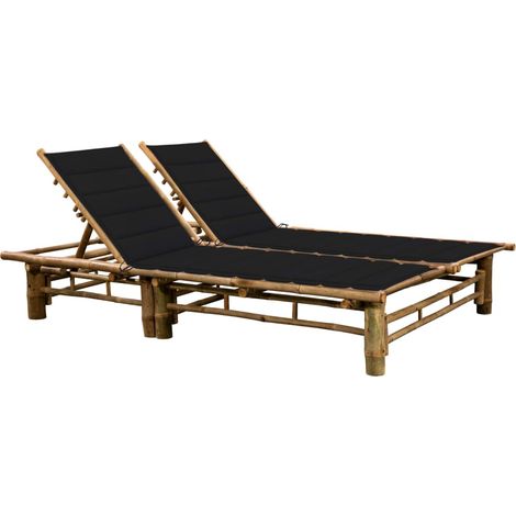 Lettino prendisole sedia a sdraio lettino prendisole letto da giardino mobili da esterno per patio 200 cm per 2 persone con cuscini in bambù 020012898