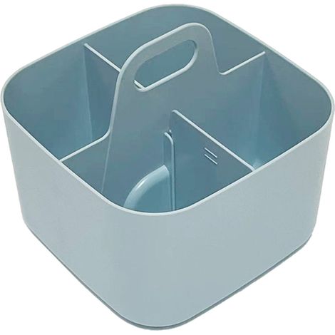 Boîte De Rangement Pour Pinceaux À Maquillage - Boîte À Stylos Et Crayons - Conteneur De Bureau En Plastique Bleu - 16,5 x 16,5 x 11 cm - 1 Pièce (1/5)