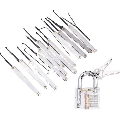 Ecleanfy - Kit de crochetage de 15 outils pour serruriers - Ensemble d'outils de crochetage professionnel (1/3)