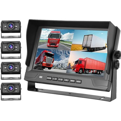 Moniteur de voiture, support pour 4 caméras, vision nocturne, moniteur de voiture (1/2)
