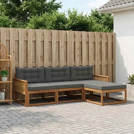 vidaXL Outdoor-Sofagarnitur mit Kissen 4 pcs Natur und Anthrazit (1/5)