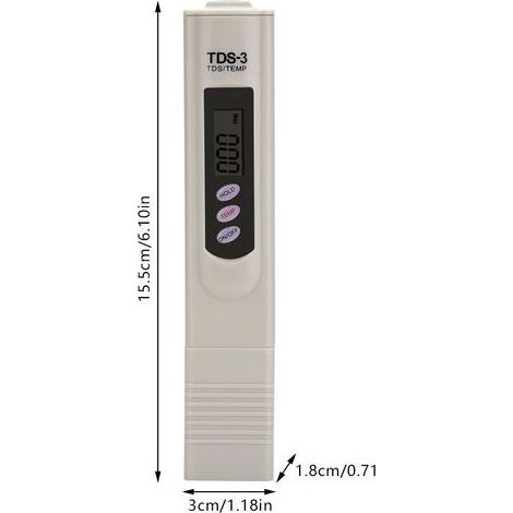 TDS Testeur Multifonctionnel Digital Mètre,Testeur de Qualité de l'eau ProfessionnelTesteur de Pureté 0-9990ppm Gamme de Mesure Mètre avec Affichage LCD pour l'eau du Robinet Eau Aquariums