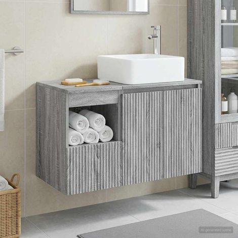 Beyamis Ensemble de meubles de salle de bain 2 pièces, gris (1/5)