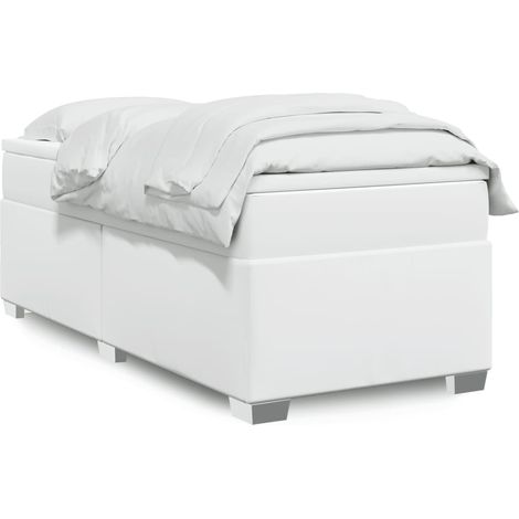 Boxspringbett mit Matratze Weiß 90x190 cm Kunstleder