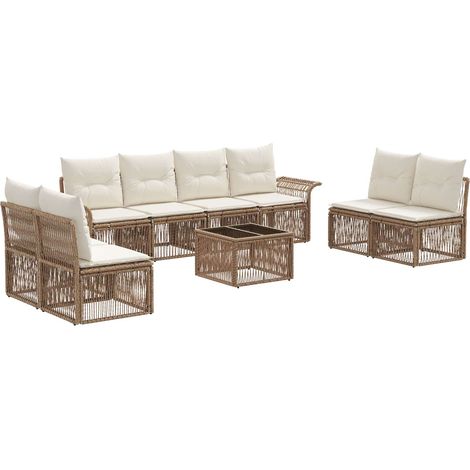 vidaXL Set Divano da Giardino 9 pcs Beige polyrattan